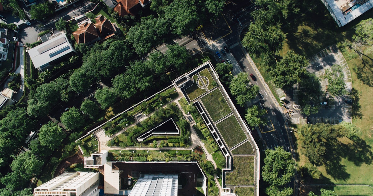 Aerial view of Queenstown HDB blocks in Singapore showing public housing estate